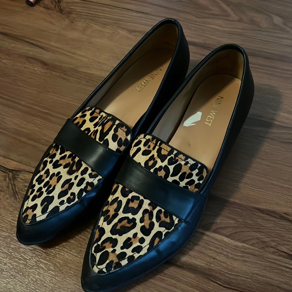 Nine West cheetah print loafers